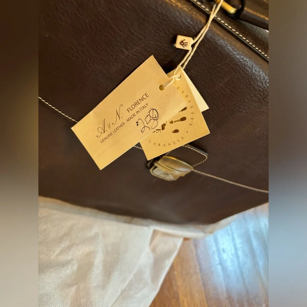 A.N. Florence Brown Leather Briefcase NWT